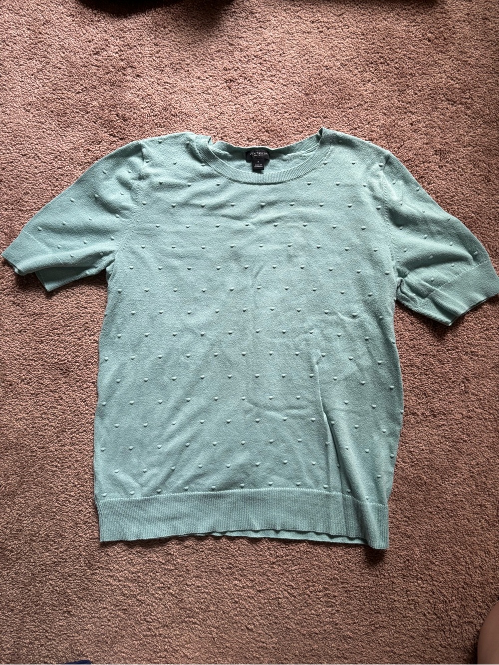 Ann Taylor Factory Seafoam Green 
Textured Knit Top Short Sleeve Vintage Style